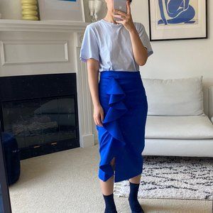 TOPSHOP RUFFLE CREPE MIDI SKIRT
